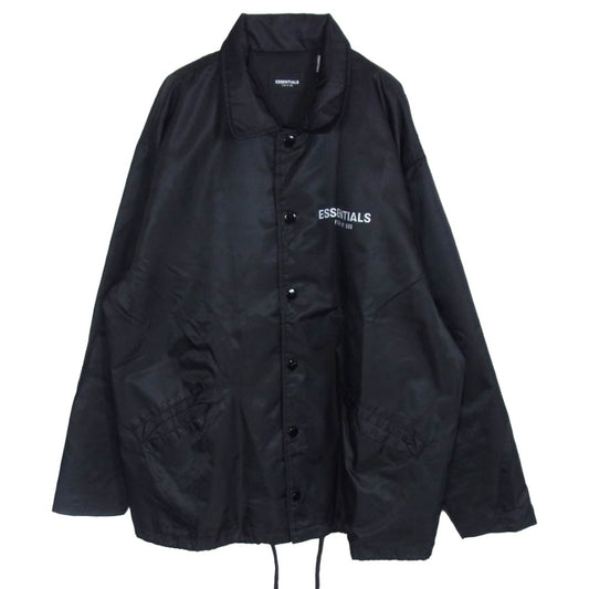 FEAR OF GOD フィアオブゴッド ESSENTIALS エッセンシャルズ ナイロン ロゴ プリント コーチ ジャケット ブラック系 M【中古】