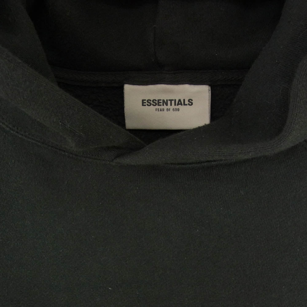 FEAR OF GOD フィアオブゴッド × ESSENTIALS エッセンシャルズ ラバーロゴ プルオーバー パーカー フーディー ブラック系 L【中古】