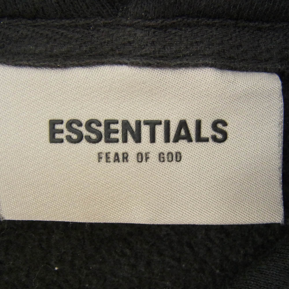 FEAR OF GOD フィアオブゴッド × ESSENTIALS エッセンシャルズ ラバーロゴ プルオーバー パーカー フーディー ブラック系 L【中古】