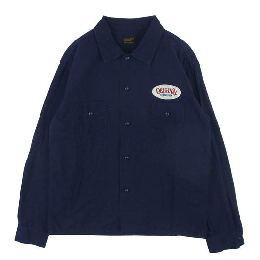 TENDERLOIN テンダーロイン T-WORK SHT サークル ロゴ刺繍 長袖 ワーク シャツ 日本製 ネイビー系 S【中古】