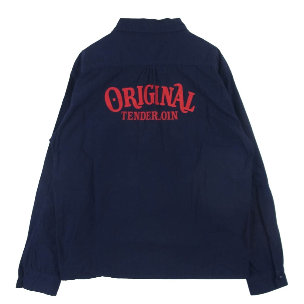 TENDERLOIN テンダーロイン T-WORK SHT サークル ロゴ刺繍 長袖 ワーク シャツ 日本製 ネイビー系 S【中古】