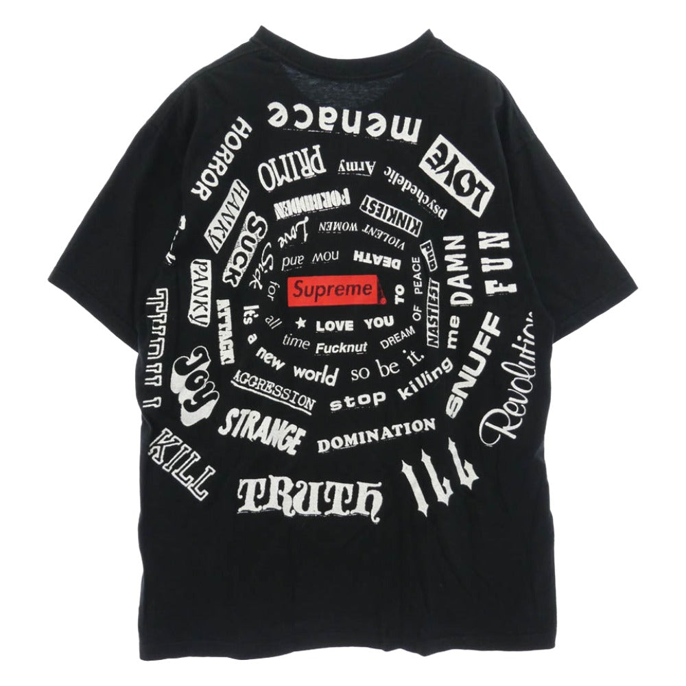 Supreme シュプリーム 21SS Spiral Tee スパイラル ロゴプリント Tシャツ 半袖 カットソー ブラック系 L【中古】