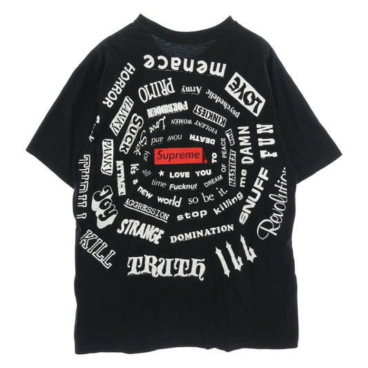 Supreme シュプリーム 21SS Spiral Tee スパイラル ロゴプリント Tシャツ 半袖 カットソー ブラック系 L【中古】