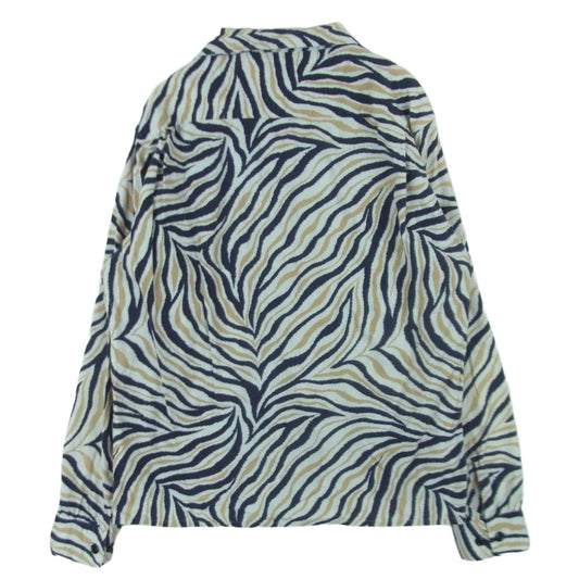 TENDERLOIN テンダーロイン T-PRINT FLANNEL SHT A ZEBRA プリント フランネル ゼブラ柄 長袖 シャツ 日本製 ネイビー系 ベージュ系 ホワイト系 XS【中古】