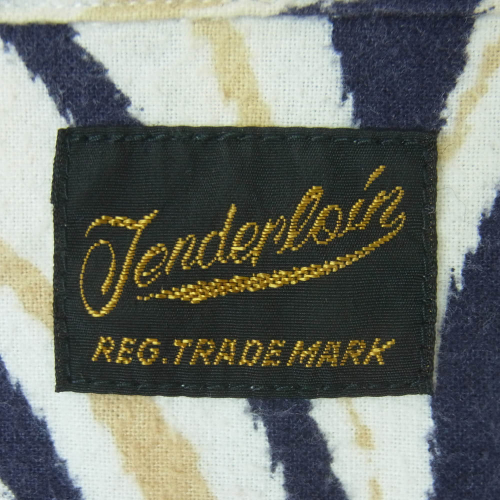 TENDERLOIN テンダーロイン T-PRINT FLANNEL SHT A ZEBRA プリント フランネル ゼブラ柄 長袖 シャツ 日本製 ネイビー系 ベージュ系 ホワイト系 XS【中古】