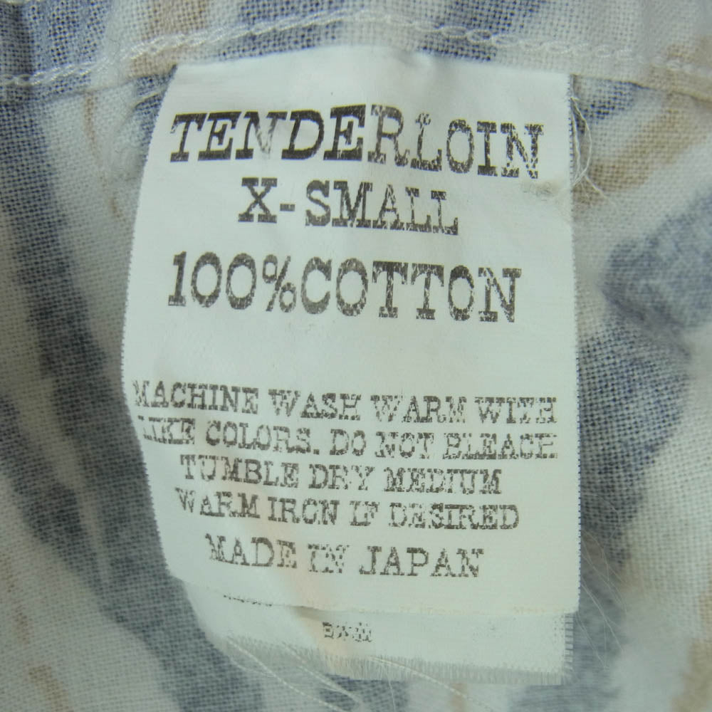 TENDERLOIN テンダーロイン T-PRINT FLANNEL SHT A ZEBRA プリント フランネル ゼブラ柄 長袖 シャツ 日本製 ネイビー系 ベージュ系 ホワイト系 XS【中古】