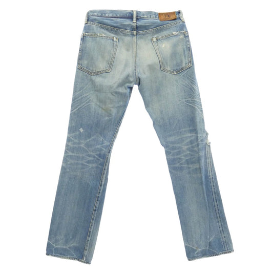 HYSTERIC GLAMOUR ヒステリックグラマー クラッシュ リペア加工 スタッズ ストレート デニム パンツ 　 インディゴブルー系 30【中古】