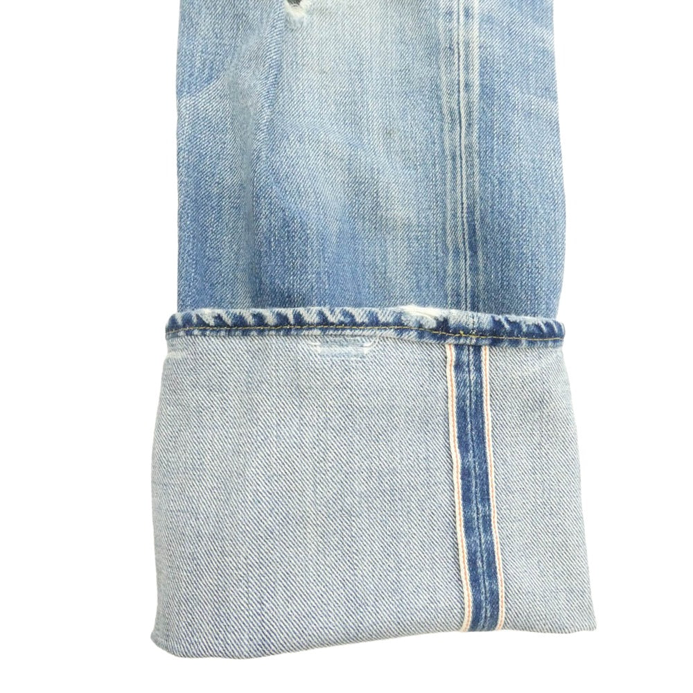 HYSTERIC GLAMOUR ヒステリックグラマー クラッシュ リペア加工 スタッズ ストレート デニム パンツ 　 インディゴブルー系 30【中古】