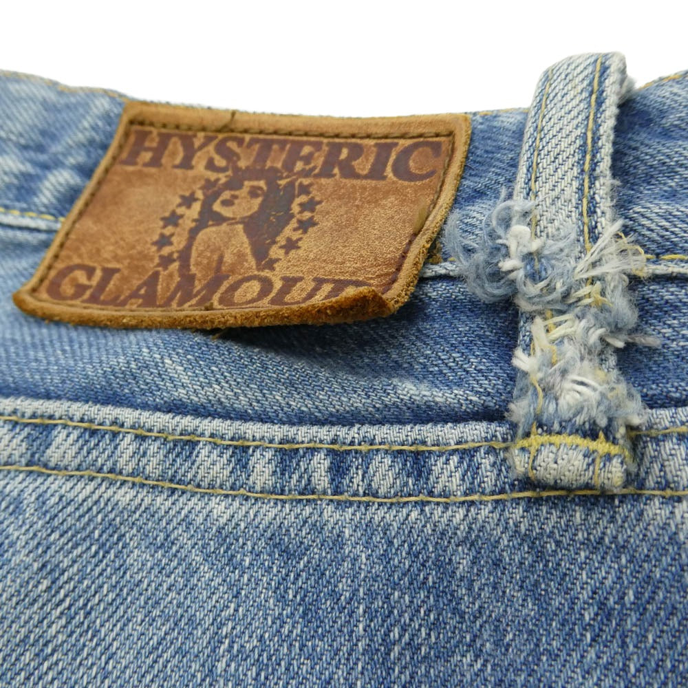 HYSTERIC GLAMOUR ヒステリックグラマー クラッシュ リペア加工 スタッズ ストレート デニム パンツ 　 インディゴブルー系 30【中古】