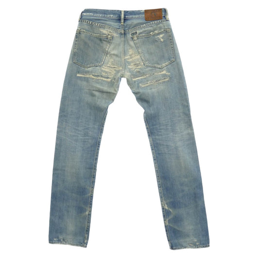 HYSTERIC GLAMOUR ヒステリックグラマー 0233AP09 UR加工 クラッシュ リペア スタッズ ストレート デニム パンツ インディゴブルー系【中古】