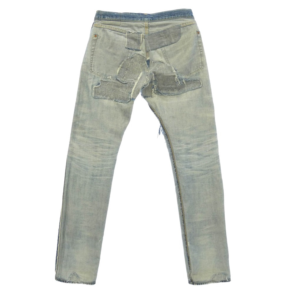 HYSTERIC GLAMOUR ヒステリックグラマー 0233AP09 UR加工 クラッシュ リペア スタッズ ストレート デニム パンツ インディゴブルー系【中古】