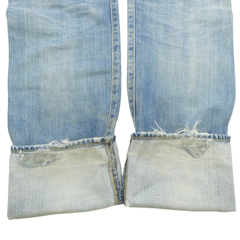 HYSTERIC GLAMOUR ヒステリックグラマー 0233AP09 UR加工 クラッシュ リペア スタッズ ストレート デニム パンツ インディゴブルー系【中古】
