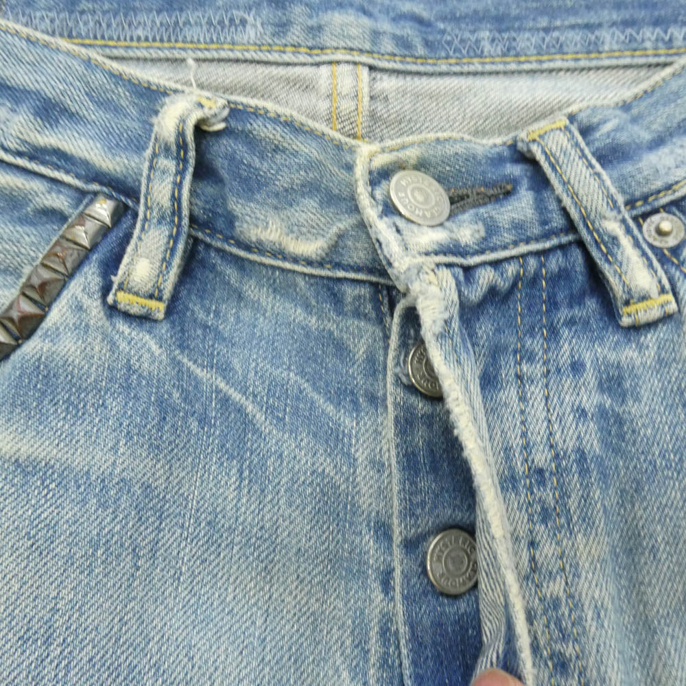 HYSTERIC GLAMOUR ヒステリックグラマー 0233AP09 UR加工 クラッシュ リペア スタッズ ストレート デニム パンツ インディゴブルー系【中古】