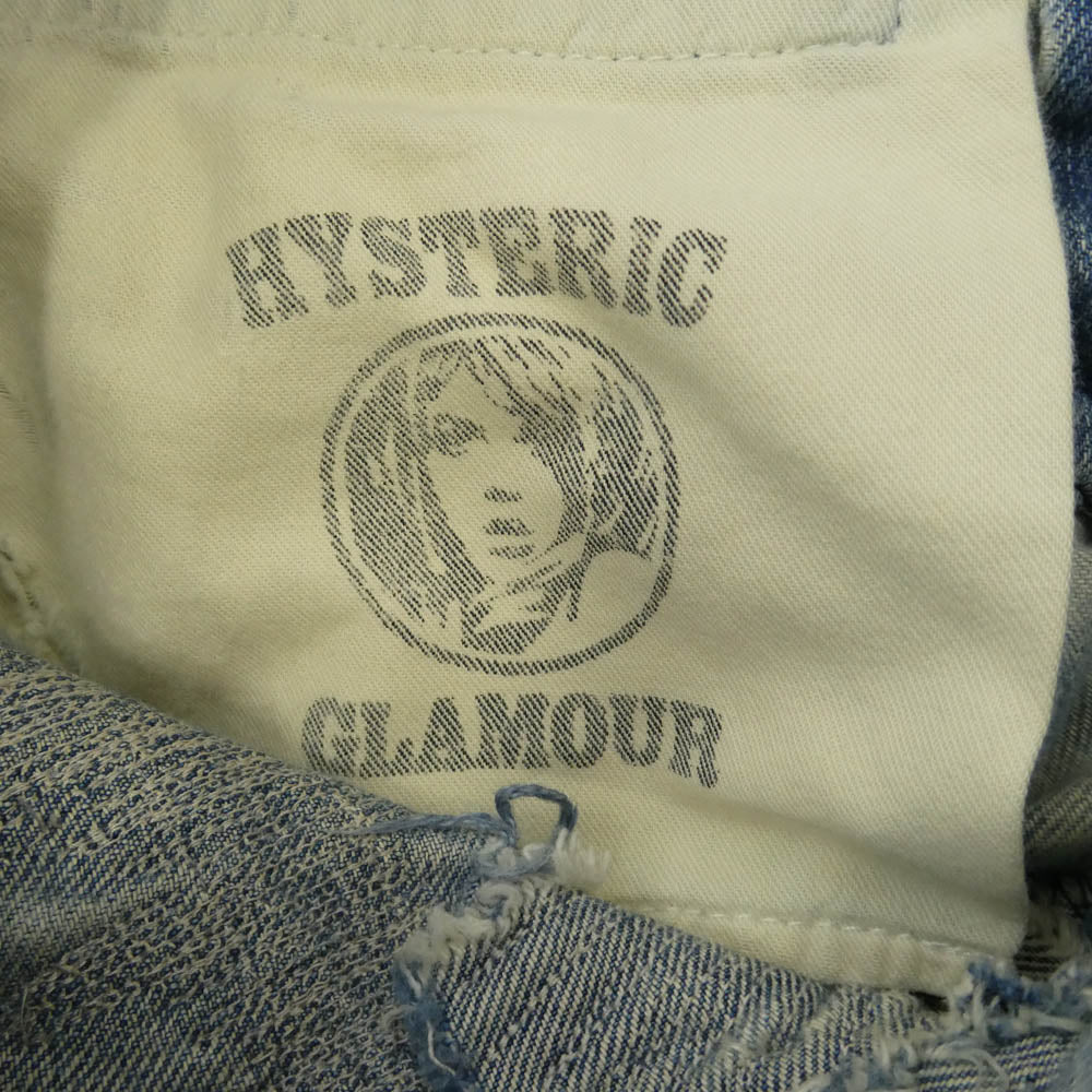 HYSTERIC GLAMOUR ヒステリックグラマー 0233AP09 UR加工 クラッシュ リペア スタッズ ストレート デニム パンツ インディゴブルー系【中古】