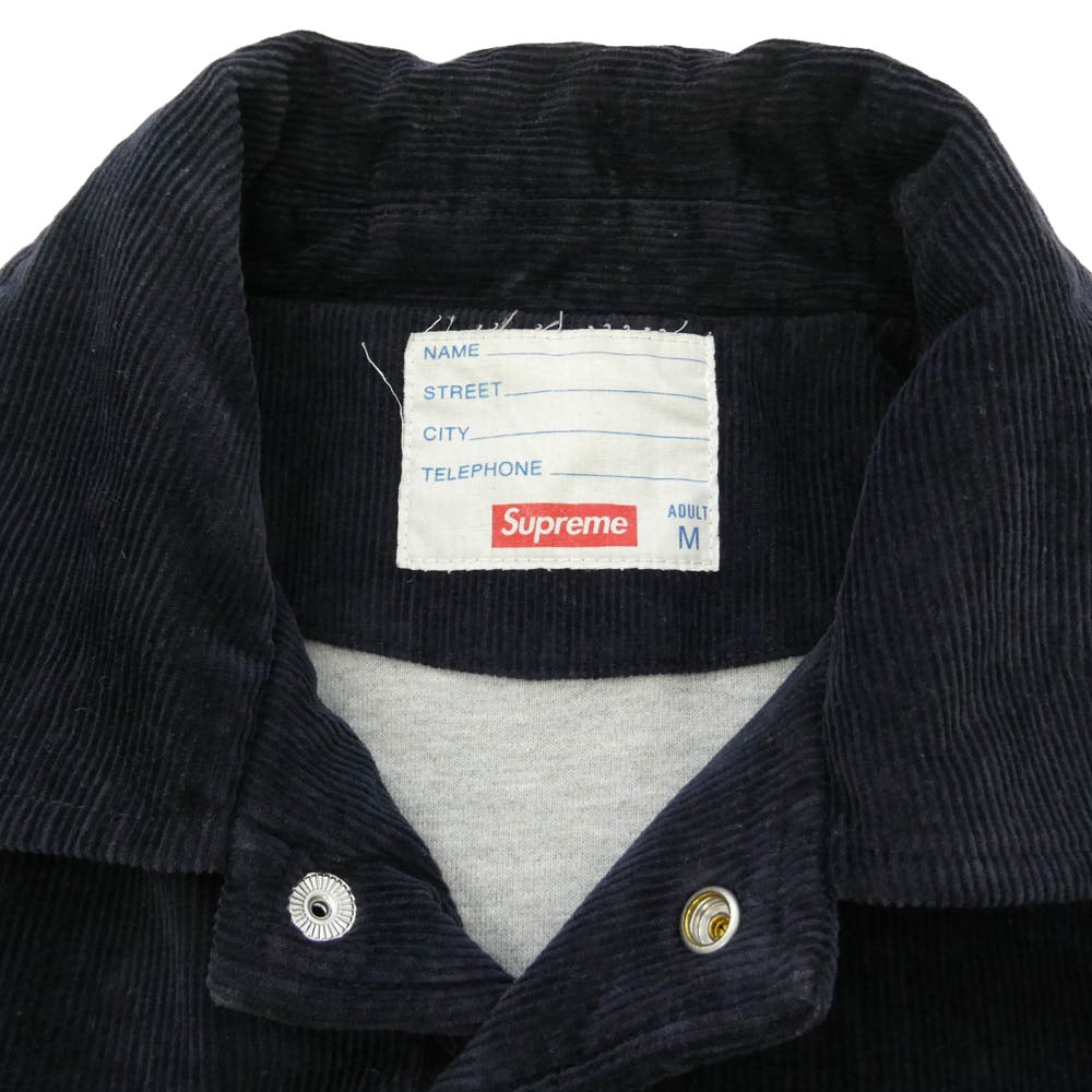 Supreme シュプリーム 11AW Corduroy Coaches Jacket バックアーチロゴ コーデュロイ ジャケット ネイビー系 M【中古】
