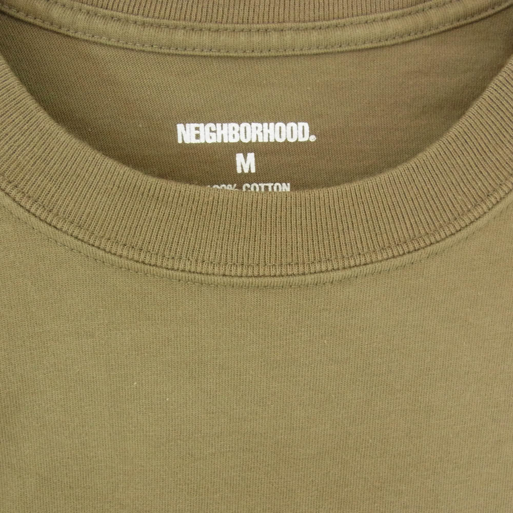 NEIGHBORHOOD ネイバーフッド 21SS DRIP C-TEE.SS ペイント加工 ロゴ プリント ショートスリーブ 半袖 Tシャツ カーキ系 M【中古】
