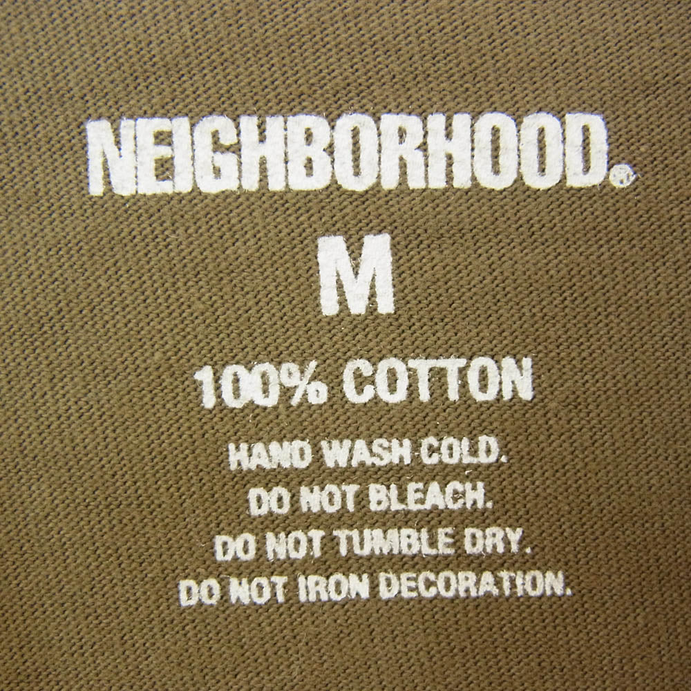 NEIGHBORHOOD ネイバーフッド 21SS DRIP C-TEE.SS ペイント加工 ロゴ プリント ショートスリーブ 半袖 Tシャツ カーキ系 M【中古】