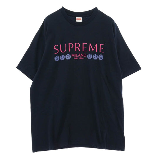Supreme シュプリーム 21SS Milano Tee ミラノ ロゴ プリント 半袖 Tシャツ ネイビー系 L【美品】【中古】