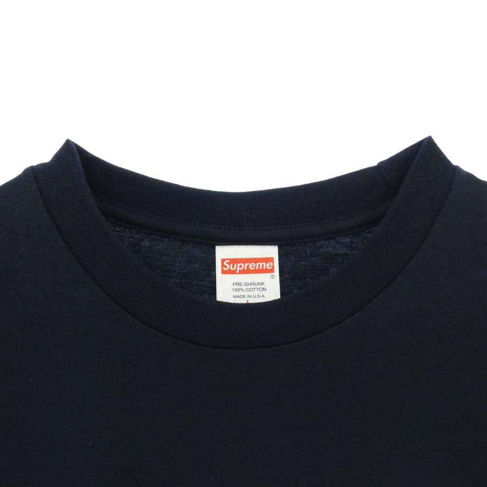 Supreme シュプリーム 21SS Milano Tee ミラノ ロゴ プリント 半袖 Tシャツ ネイビー系 L【美品】【中古】