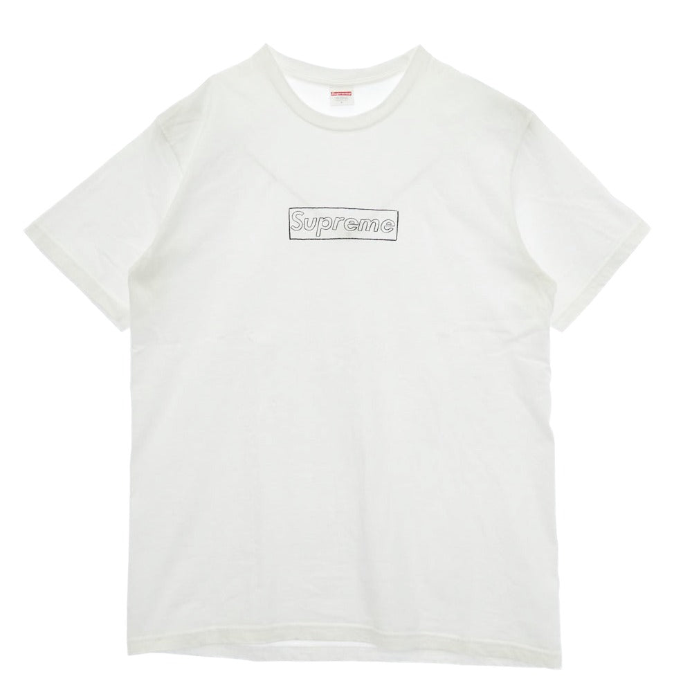 Supreme シュプリーム 21SS × KAWS カウズ Chalk Logo Tee チョーク ボックスロゴ Tシャツ 半袖 カットソー ホワイト系 L【中古】