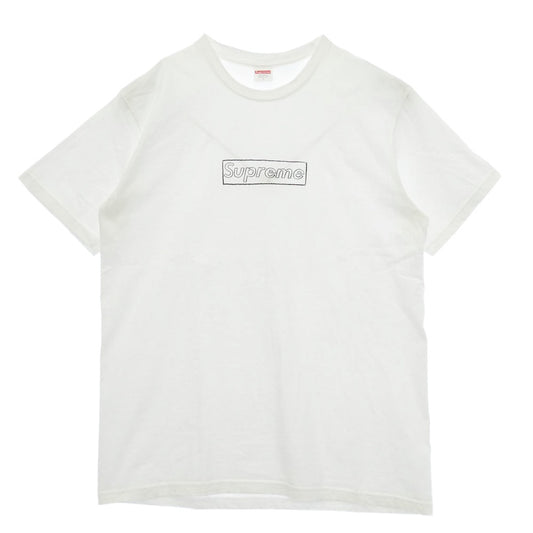 Supreme シュプリーム 21SS × KAWS カウズ Chalk Logo Tee チョーク ボックスロゴ Tシャツ 半袖 カットソー ホワイト系 L【中古】