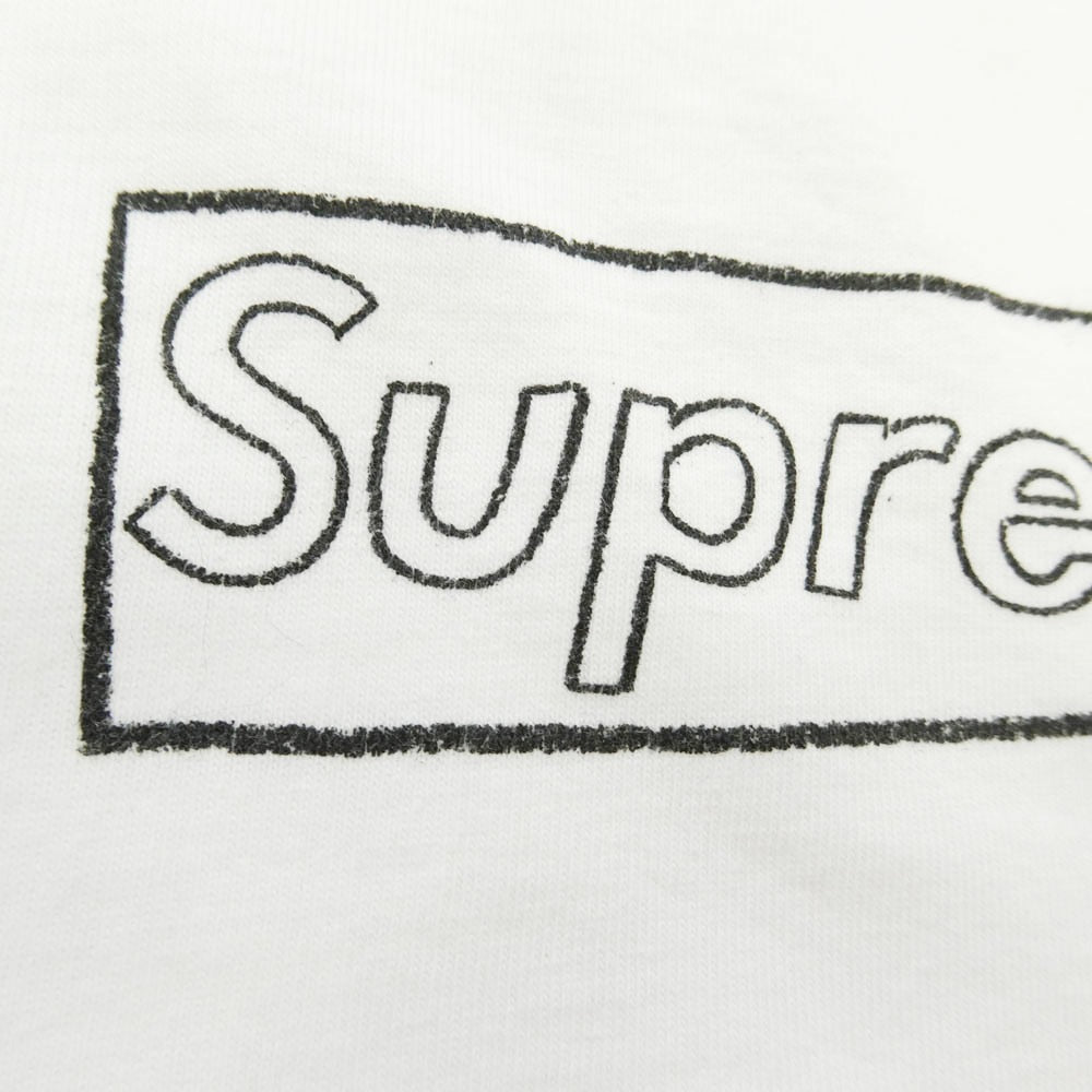 Supreme シュプリーム 21SS × KAWS カウズ Chalk Logo Tee チョーク ボックスロゴ Tシャツ 半袖 カットソー ホワイト系 L【中古】