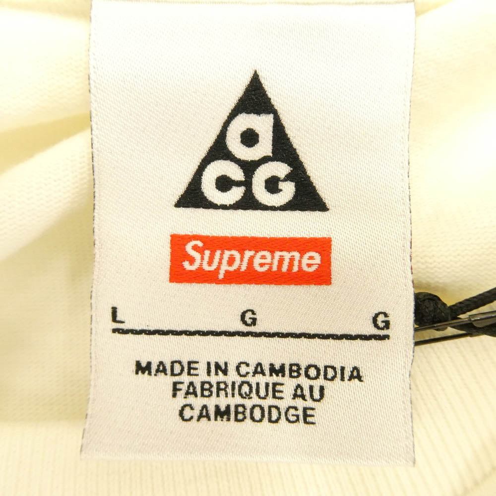 Supreme シュプリーム NIKE ナイキ 22AW DO6860-133 × NIKE ACG ナイキ エーシージー Grid Tee フォトプリント Tシャツ 半袖 カットソー ホワイト系 アイボリー系 L【新古品】【未使用】【中古】