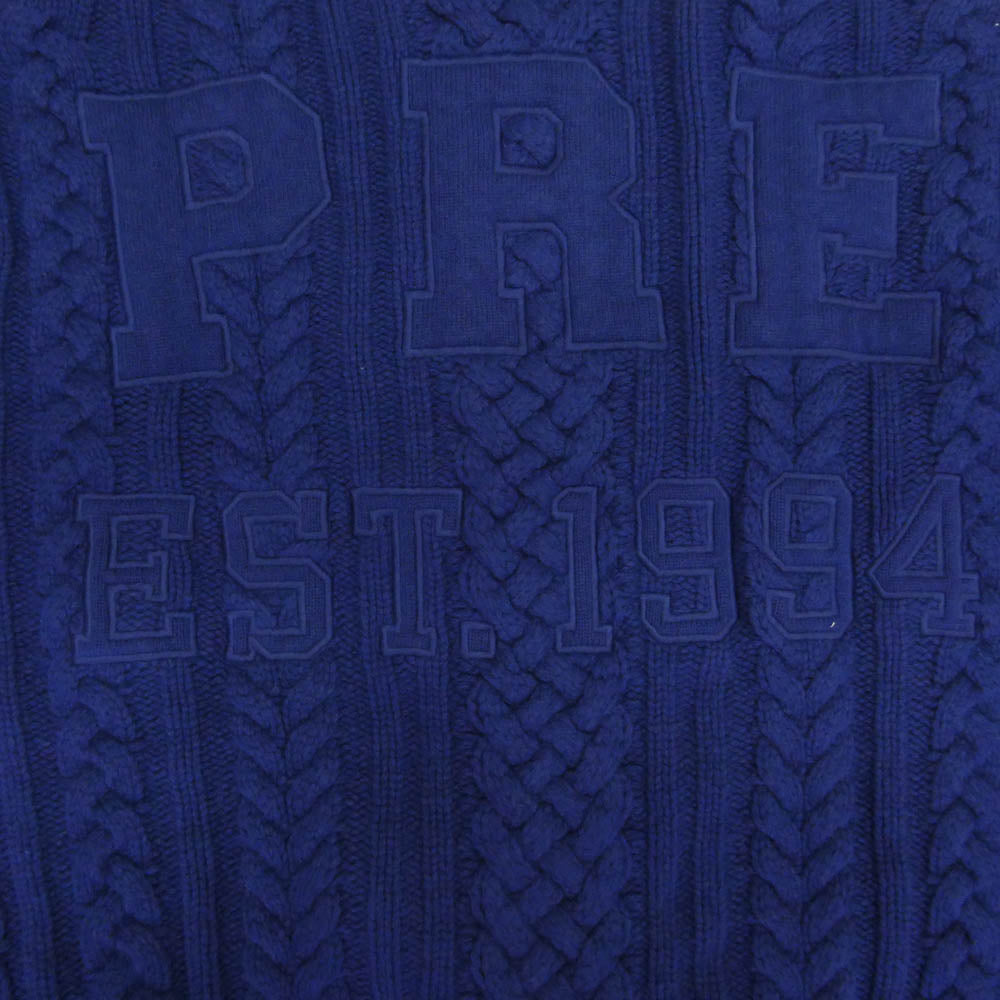 Supreme シュプリーム 23AW Applique Cable Knit Sweater バックロゴ ケーブル ニット セーター ブルー系 L【中古】