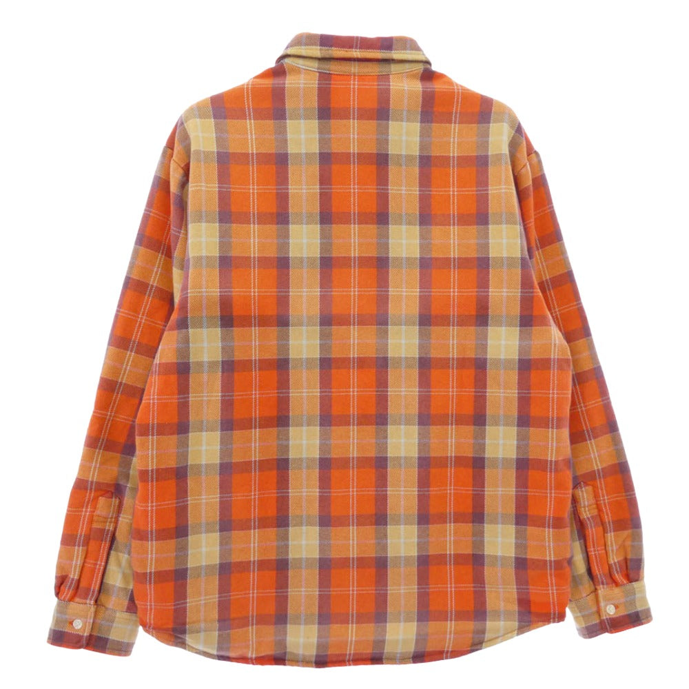 Supreme シュプリーム 24SS Quilted Flannel Snap Shirt 裏地 キルティング フランネル スナップボタン 長袖 シャツ オレンジ系 M【中古】