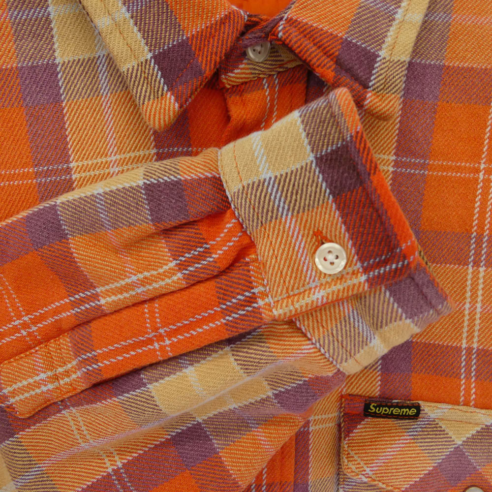 Supreme シュプリーム 24SS Quilted Flannel Snap Shirt 裏地 キルティング フランネル スナップボタン 長袖 シャツ オレンジ系 M【中古】