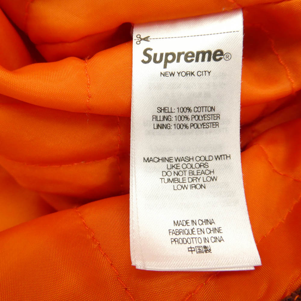 Supreme シュプリーム 24SS Quilted Flannel Snap Shirt 裏地 キルティング フランネル スナップボタン 長袖 シャツ オレンジ系 M【中古】