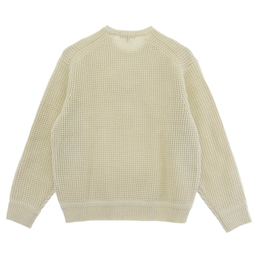 Supreme シュプリーム 24AW Waffle Small Box Sweater スモールボックスロゴ クルーネック ワッフル セーター オフホワイト系 L【美品】【中古】