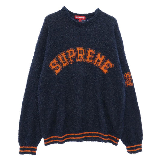Supreme シュプリーム 25SS Texture Arc Sweater テクスチャード アーク セーター アーチロゴ クルーネック ニット ネイビー系 L【美品】【中古】