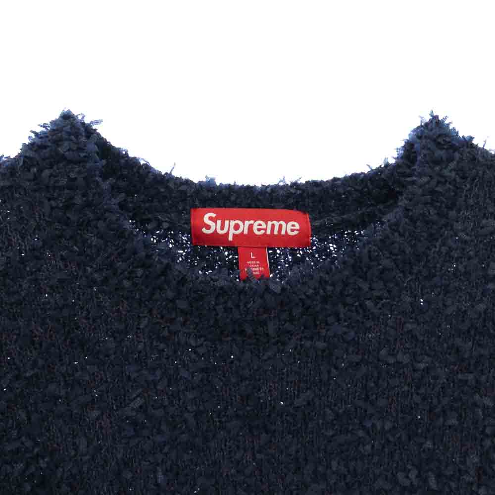 Supreme シュプリーム 25SS Texture Arc Sweater テクスチャード アーク セーター アーチロゴ クルーネック ニット ネイビー系 L【美品】【中古】