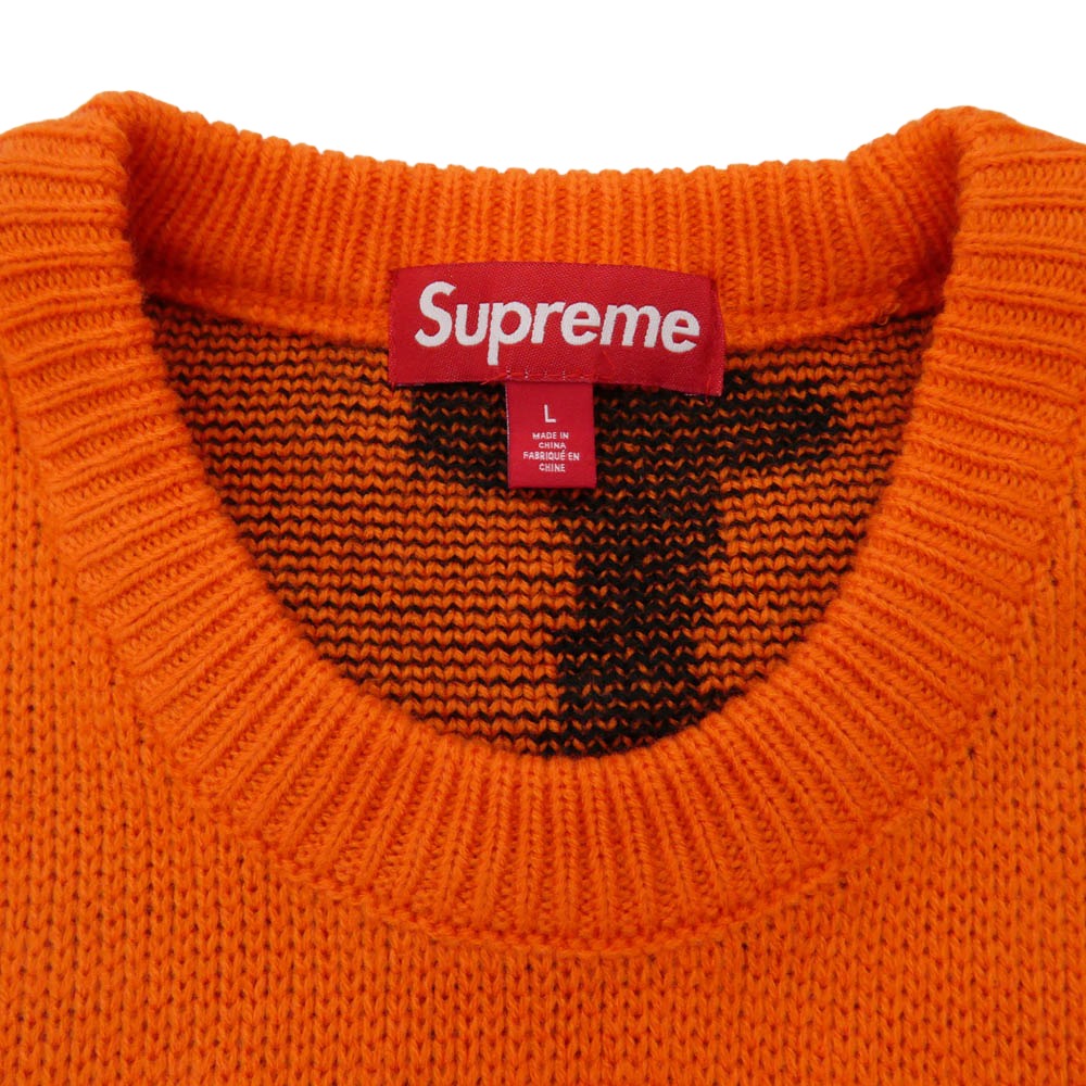 Supreme シュプリーム THRASHER スラッシャー 24AW × Thrasher SWEATER スラッシャー バック クロスプリント セーター ロゴ ニット オレンジ系 L【美品】【中古】