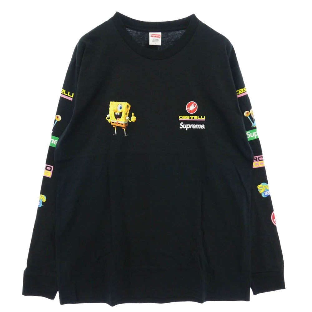 Supreme シュプリーム 25SS x SpongeBob Castelli Racing L/S Tee スポンジボブ カステリ レーシング エルエス ロングスリーブ 長袖 Tシャツ カットソー ブラック系 L【新古品】【未使用】【中古】