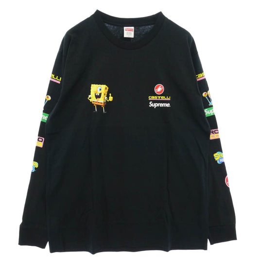 Supreme シュプリーム 25SS x SpongeBob Castelli Racing L/S Tee スポンジボブ カステリ レーシング エルエス ロングスリーブ 長袖 Tシャツ カットソー ブラック系 L【新古品】【未使用】【中古】