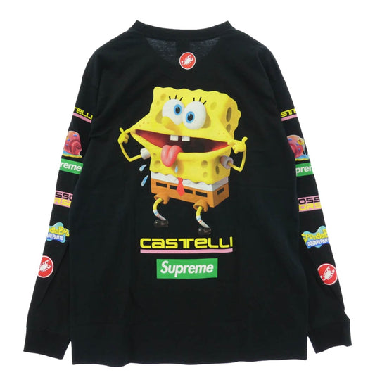 Supreme シュプリーム 25SS x SpongeBob Castelli Racing L/S Tee スポンジボブ カステリ レーシング エルエス ロングスリーブ 長袖 Tシャツ カットソー ブラック系 L【新古品】【未使用】【中古】