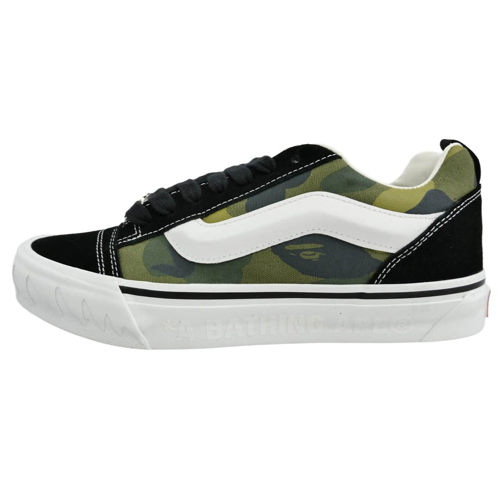 A BATHING APE アベイシングエイプ VANS バンズ 26SS VN000Z39W09 × Vans Premium Knu Skool Camo Green バンズ プレミアム ニュースクール カモグリーン ローカット スニーカー マルチカラー系 27cm【新古品】【未使用】【中古】