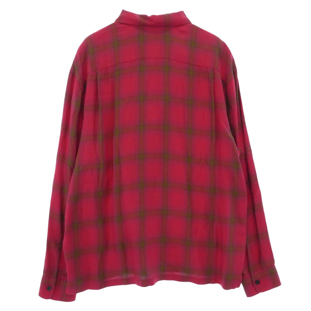 Supreme シュプリーム 26SS Shadow Plaid Rayon Shirt シャドー プレイド レーヨン オープンカラー チェック 長袖 シャツ ピンク系 M【中古】