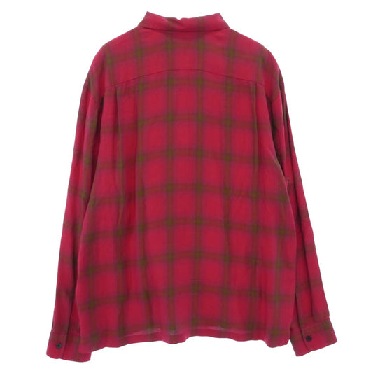 Supreme シュプリーム 26SS Shadow Plaid Rayon Shirt シャドー プレイド レーヨン オープンカラー チェック 長袖 シャツ ピンク系 M【中古】