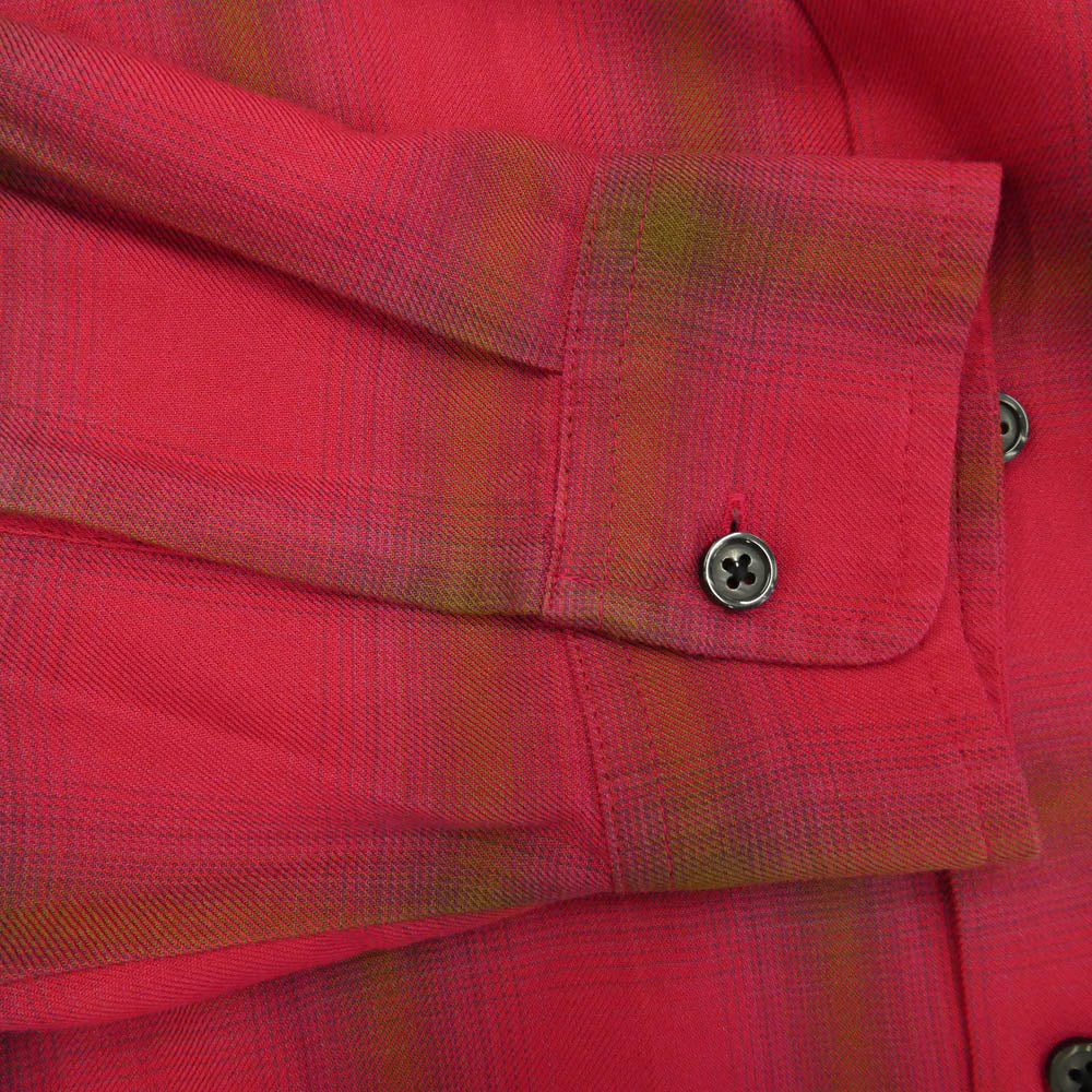 Supreme シュプリーム 26SS Shadow Plaid Rayon Shirt シャドー プレイド レーヨン オープンカラー チェック 長袖 シャツ ピンク系 M【中古】