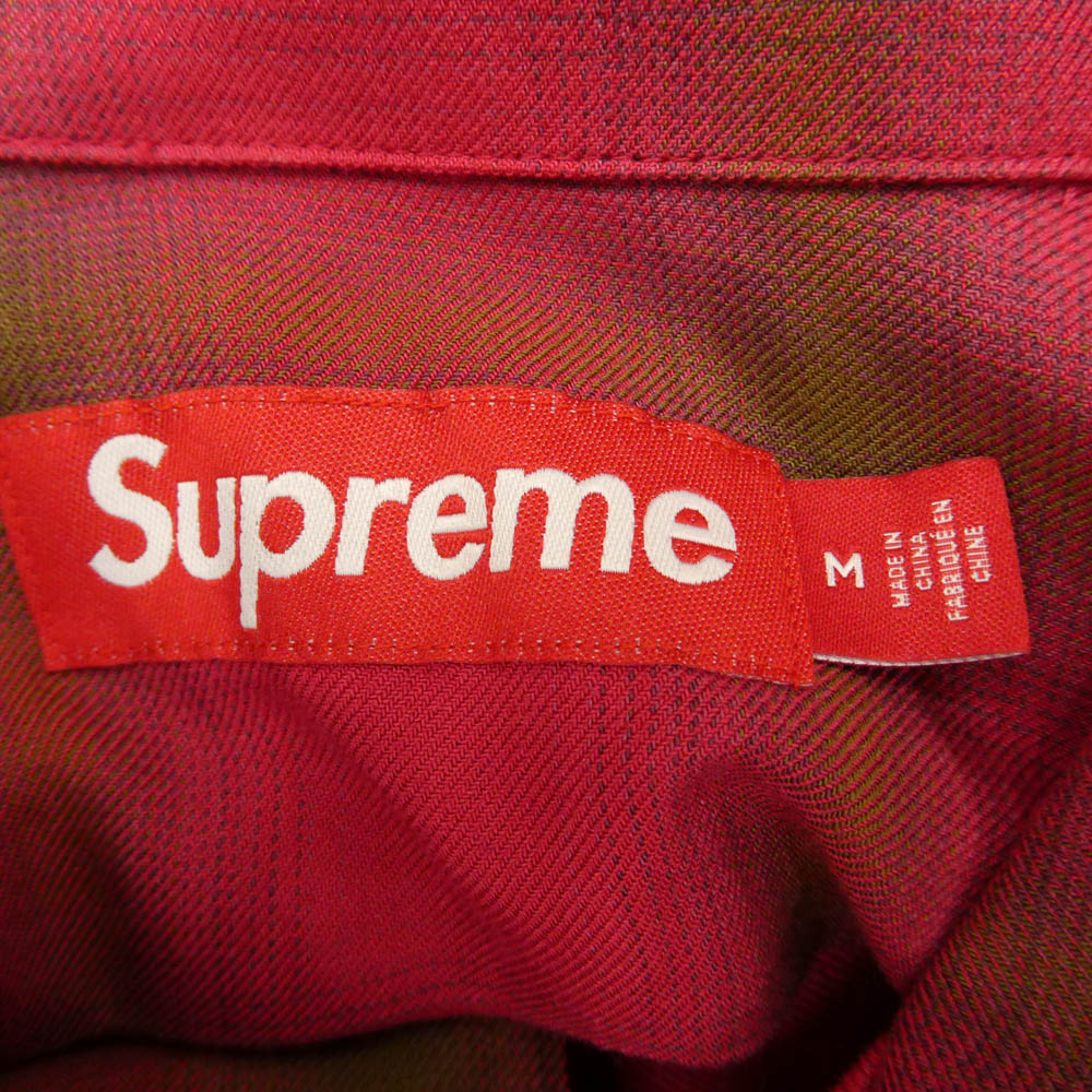 Supreme シュプリーム 26SS Shadow Plaid Rayon Shirt シャドー プレイド レーヨン オープンカラー チェック 長袖 シャツ ピンク系 M【中古】