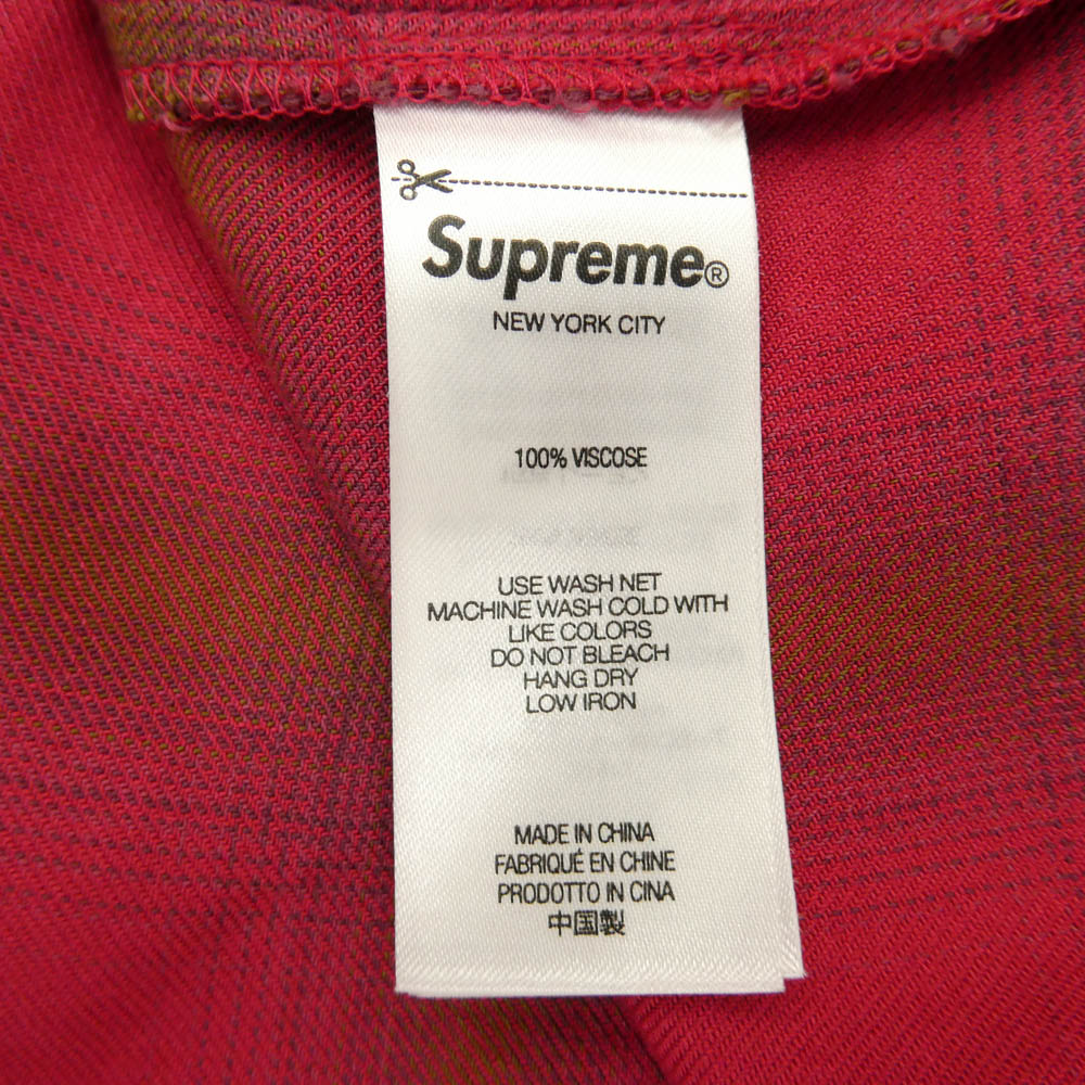 Supreme シュプリーム 26SS Shadow Plaid Rayon Shirt シャドー プレイド レーヨン オープンカラー チェック 長袖 シャツ ピンク系 M【中古】
