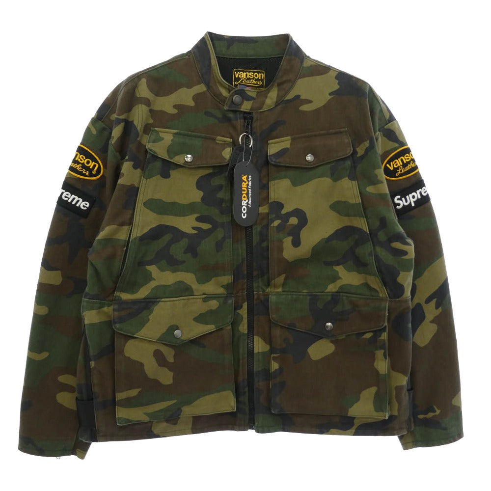Supreme シュプリーム VANSON バンソン 26SS × Vanson Leathers Cordura Jacket Woodland Camo バンソン レザーズ コーデュラ ウッドランドカモ ジャケット カーキ系 M【極上美品】【中古】