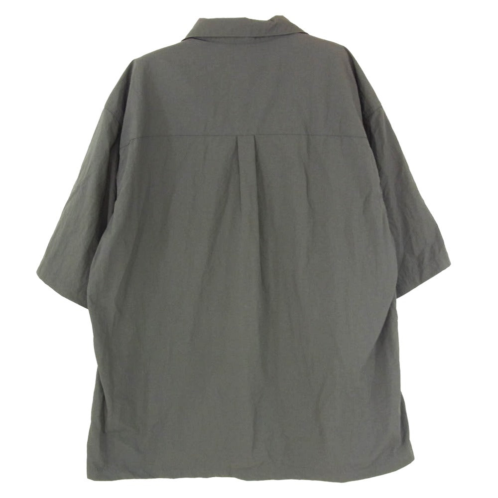 エカル ナイロン タッサー ショートスリーブ スナップボタン 半袖 シャツ グレー系 L【中古】