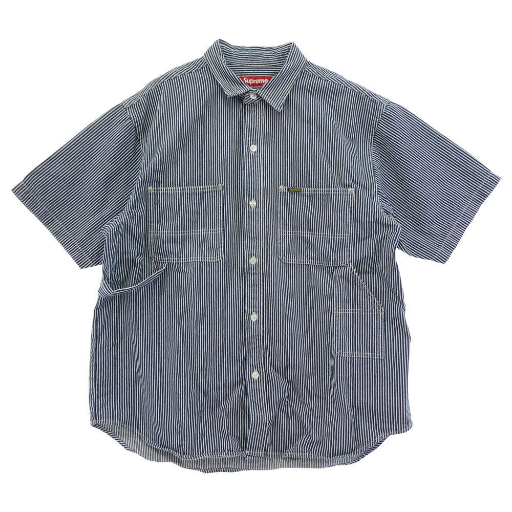 Supreme シュプリーム 25SS Loose Fit S/S Denim Painter Shirt ルーズフィット ペインター デニム 半袖 シャツ ブルー系 ホワイト系 L【中古】