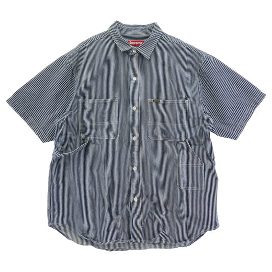Supreme シュプリーム 25SS Loose Fit S/S Denim Painter Shirt ルーズフィット ペインター デニム 半袖 シャツ ブルー系 ホワイト系 L【中古】