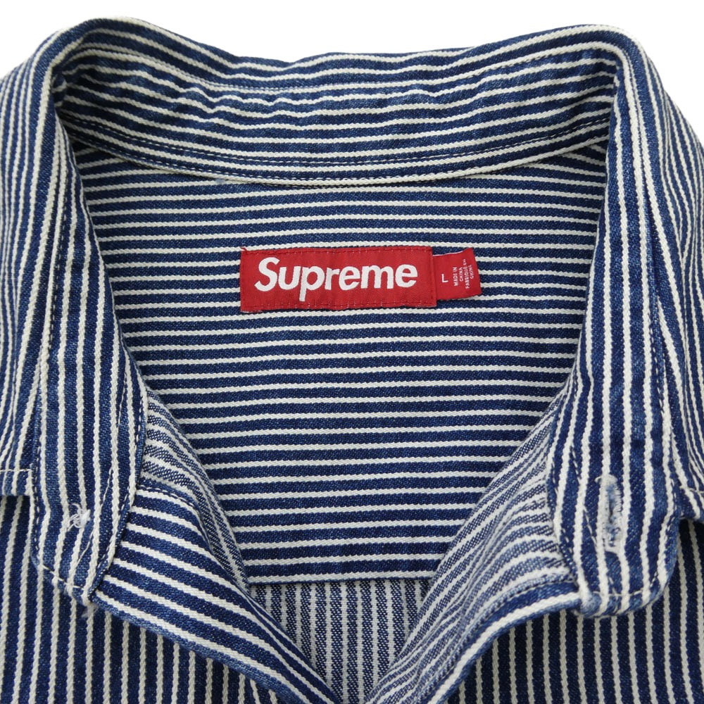 Supreme シュプリーム 25SS Loose Fit S/S Denim Painter Shirt ルーズフィット ペインター デニム 半袖 シャツ ブルー系 ホワイト系 L【中古】