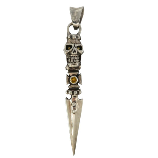 TRAVIS WALKER トラヴィスワーカー 販売証明書付属 SKULL DAGGAR PENDANT 18K スカルダガー ペンダントトップ シルバー系【中古】